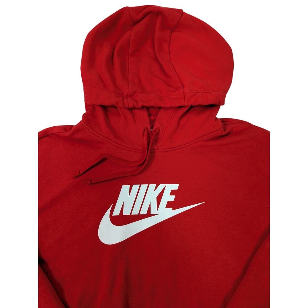 Women's  Nike Fleece Logo Hoodie in University Red Cropped Look Size Large - Picture 2 of 8